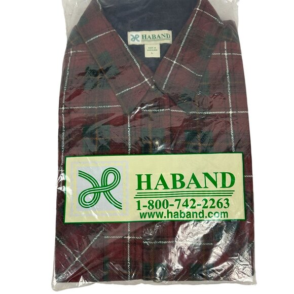 Haband Mens Red & Green Plaid Long-Sleeve Button Down Shirt Size L - Picture 1 of 4